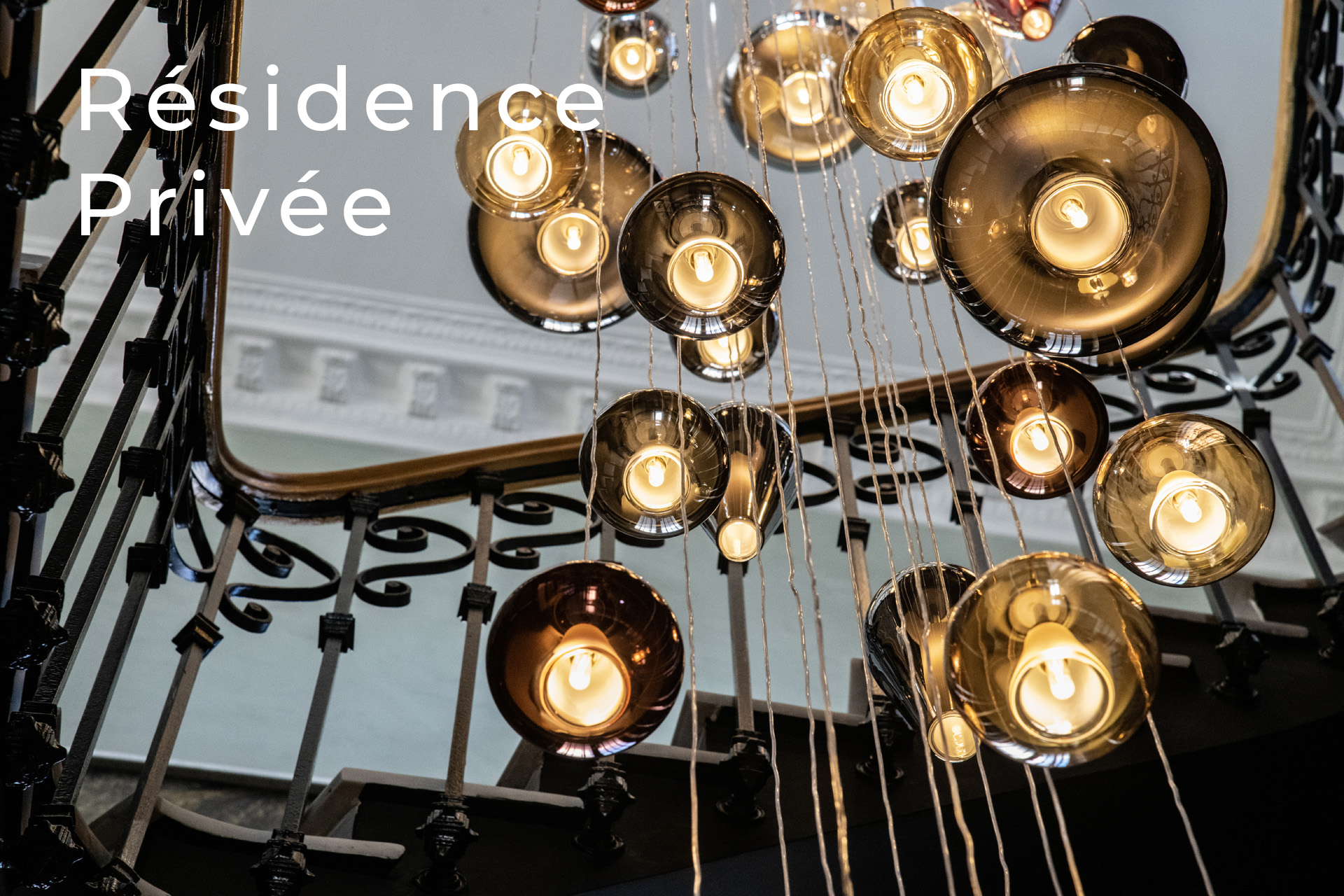 Suspension en verre escalier